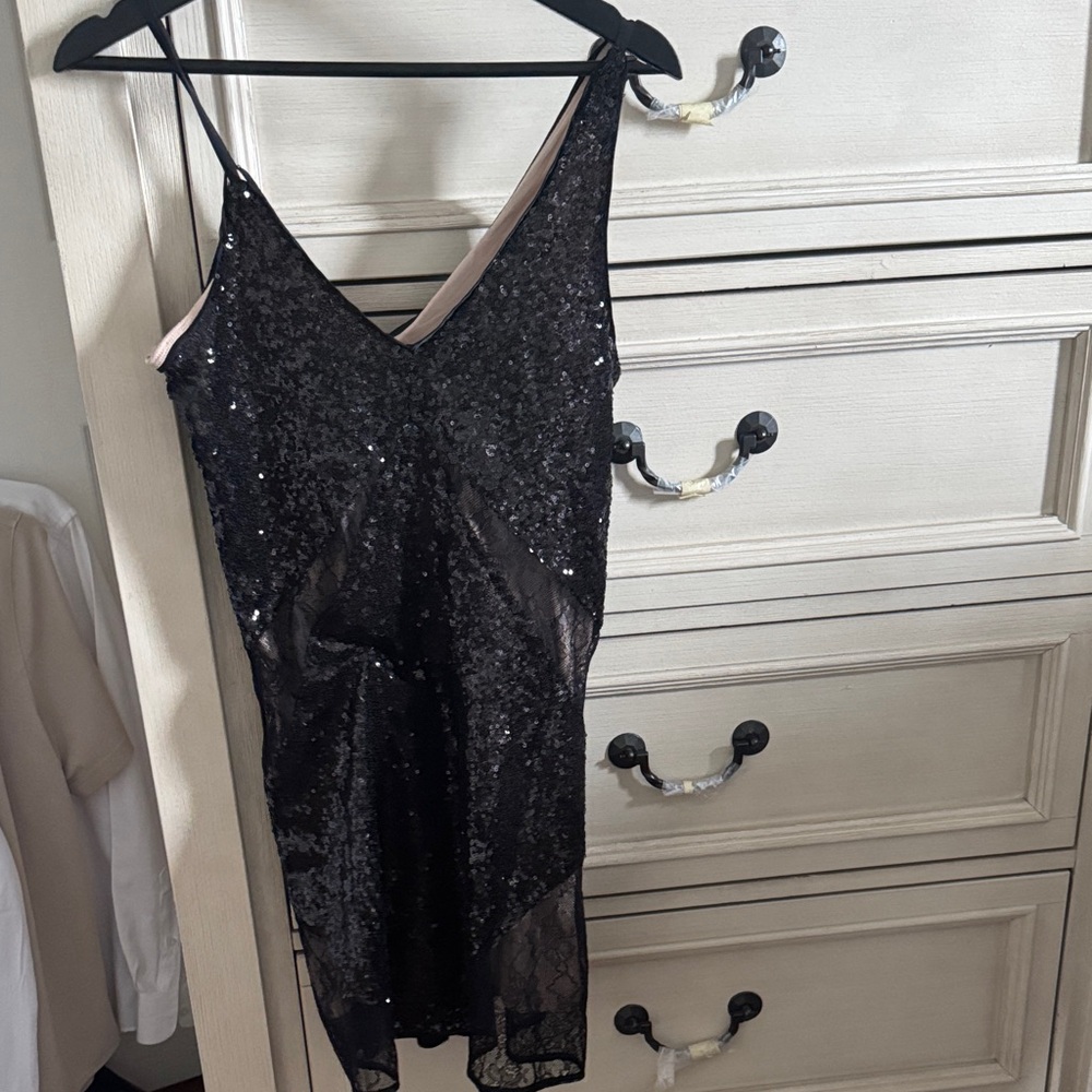 Express Shimmering Black Mini Dress